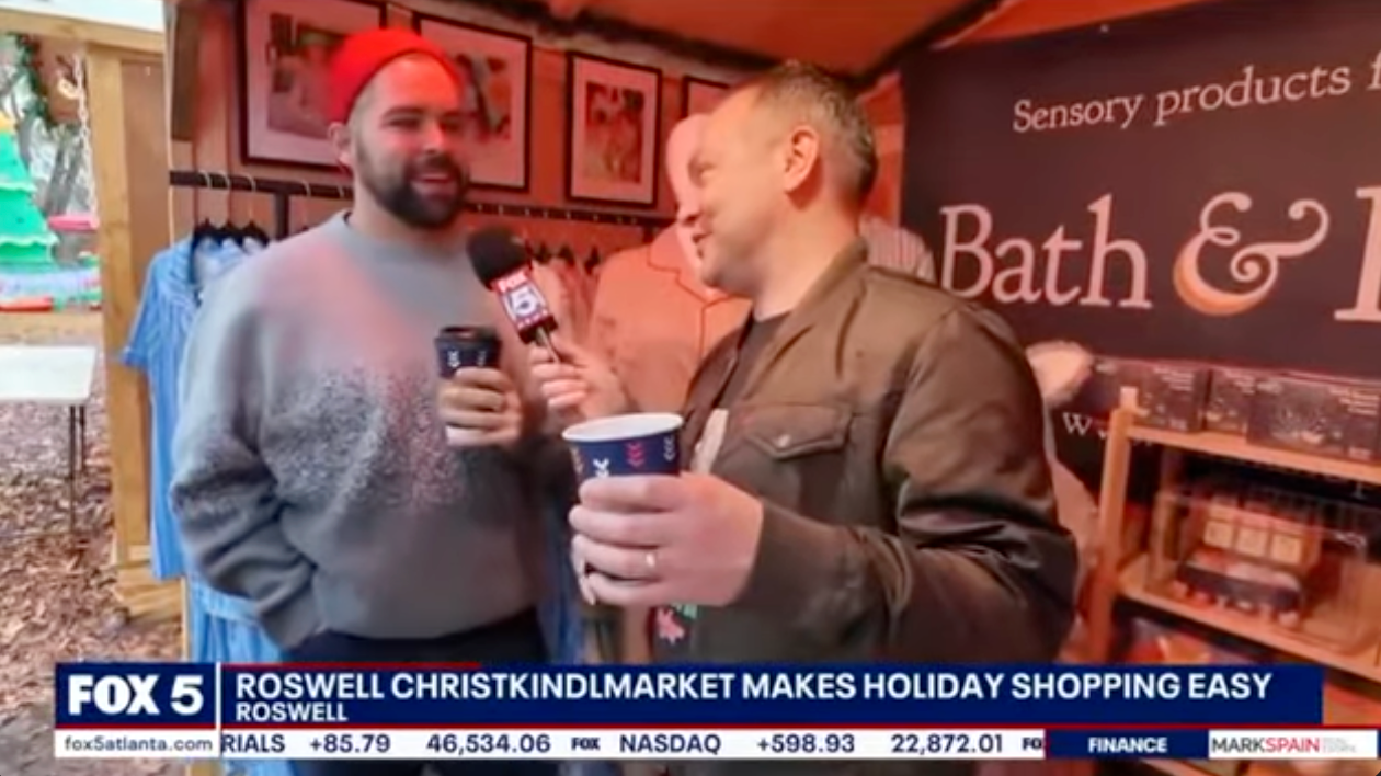 Atlanta’s Fox 5 Visits Bath & Pajama Society at the Roswell Christkindlmarkt