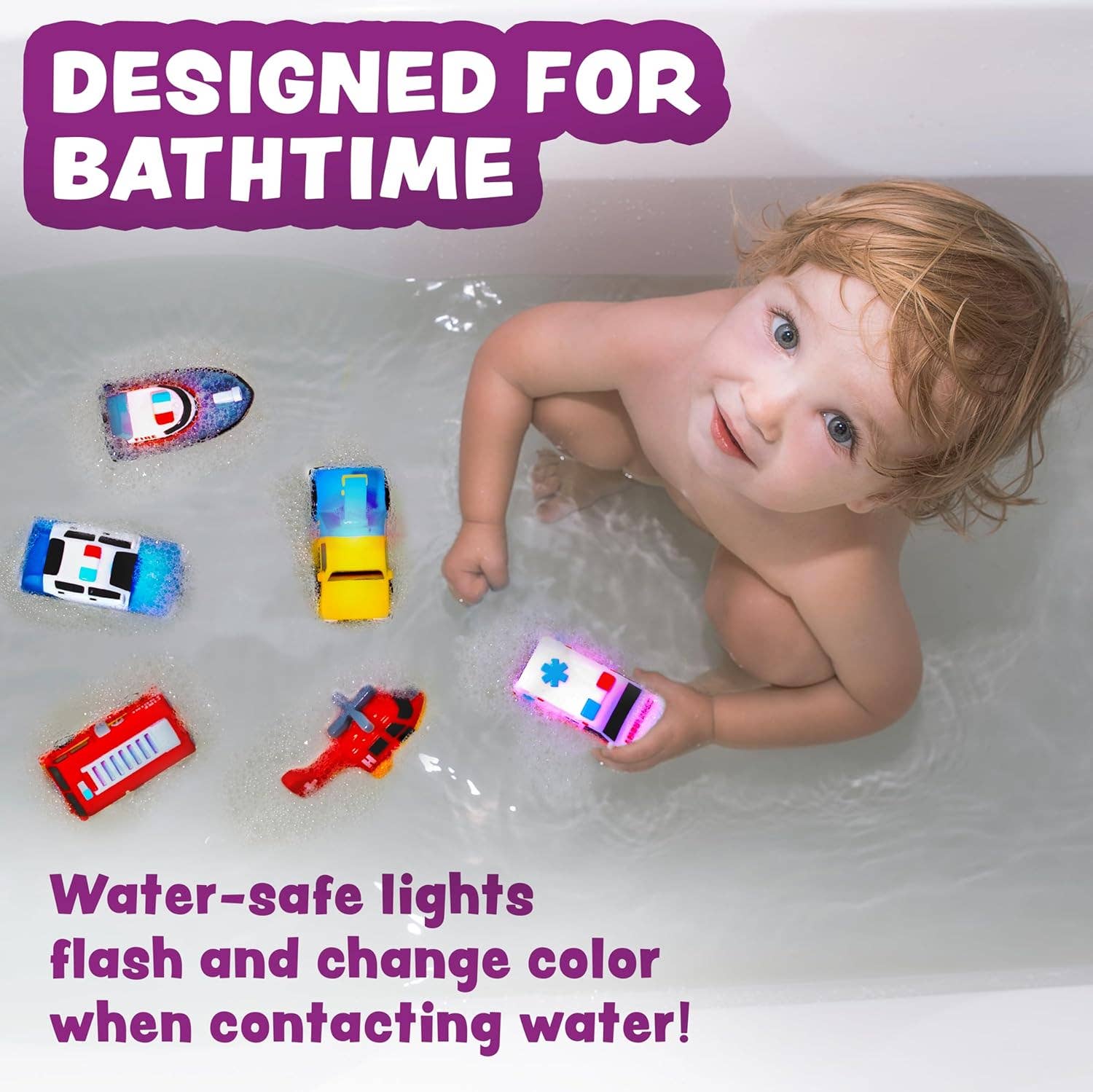 Tub Works® Emergency™ Cars Light Up Bath Toys, 12 Pack