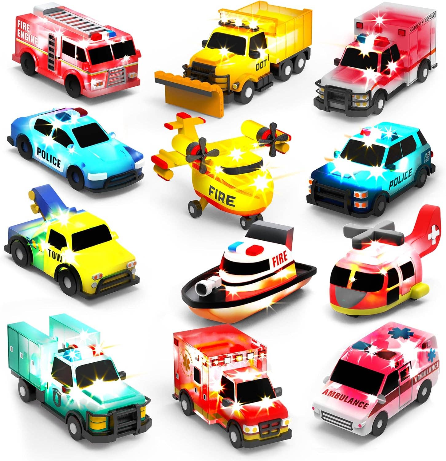 Tub Works® Emergency™ Cars Light Up Bath Toys, 12 Pack