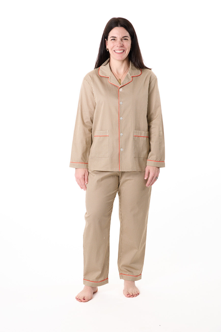 Houndstooth Tailored Flare Women's Pajama Set