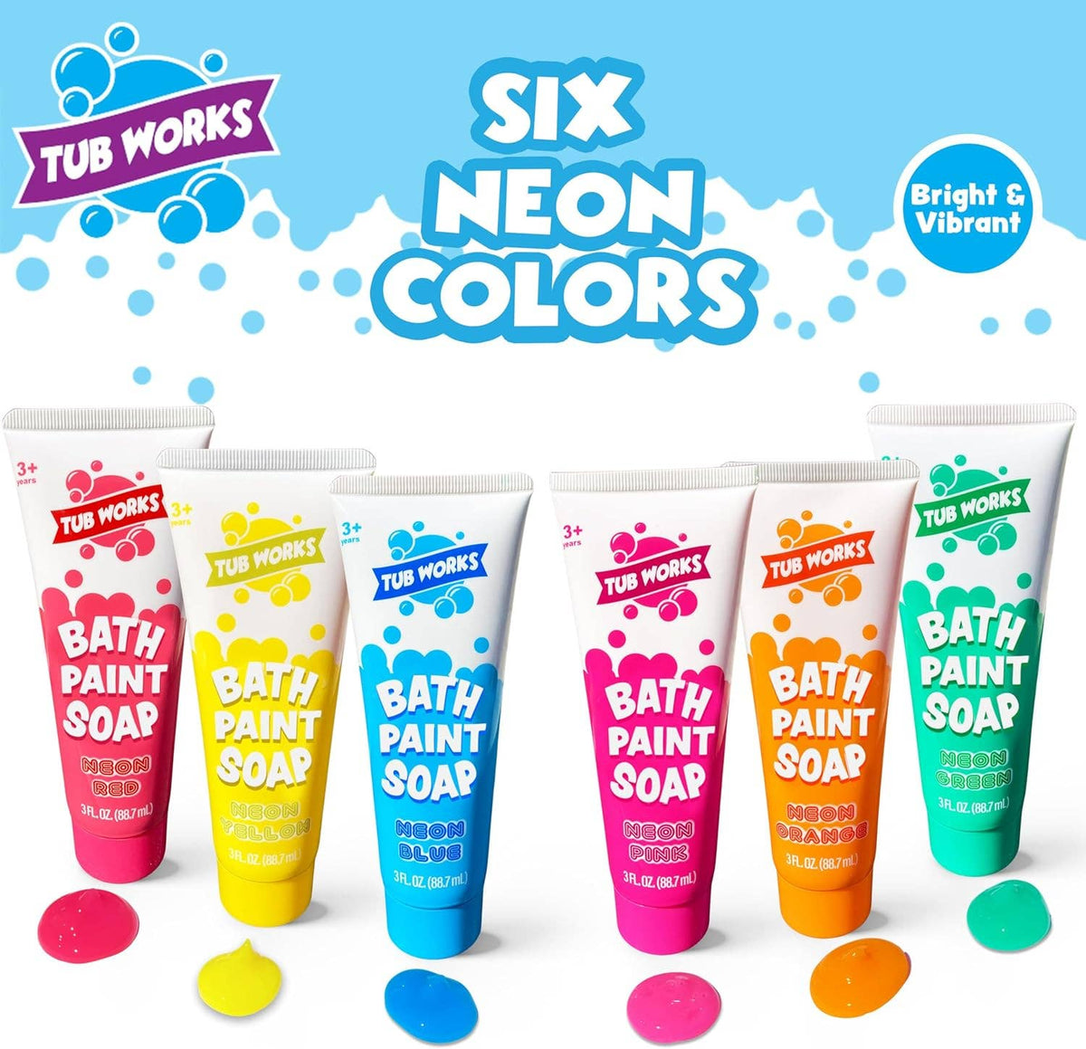 Tub Works® Bath Paint Soap Bath Toy, Neon 6 Pack